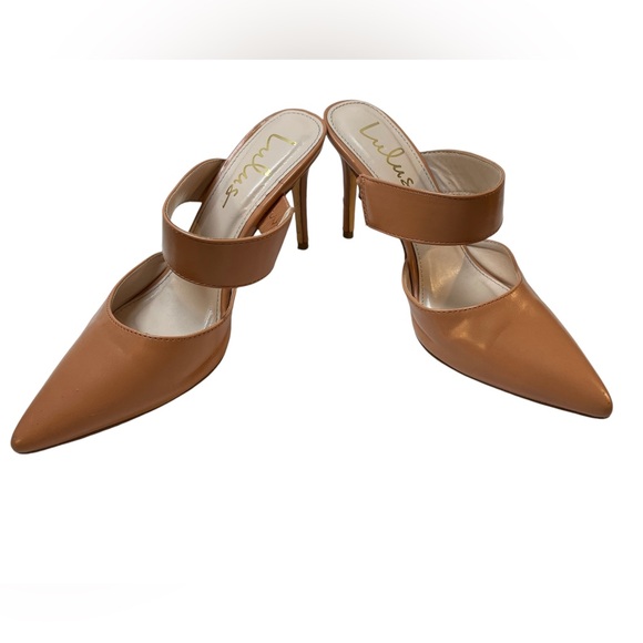 LULU'S Faire Tan High Heeled Mules Shoes Pointed Toe - Size 7 - Picture 6 of 12